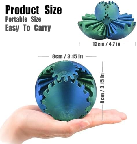 Steynspumpen Whirlball 3D gedruckter Zahnradball - Cool Gadget Spielzeug für Büro & Zuhause, Fidget Toy für Kinder & Erw