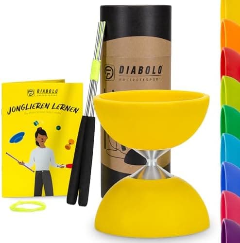 Diabolo Freizeitsport Jonglier-Set Basic (hellgrün), ideal zum Verschenken für Kinder & Einsteiger - Aluminum Handsticks