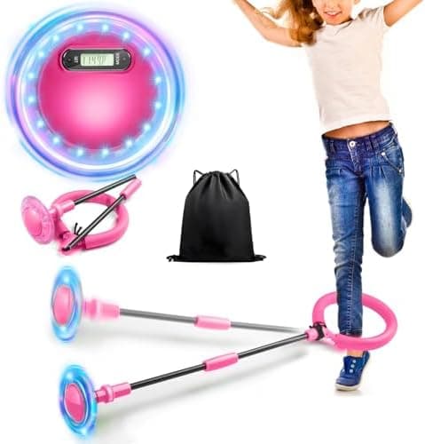 Jalunth Springring Fußkreisel Draußen Blinkt Kinder Erwachsene Geschenk