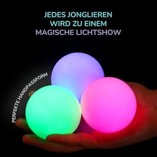 Leuchtende Jonglierbälle Kinder & Erwachsene - 3er LED Set | Perfekt zum Jonglieren | Top Jonglier Set für Anfänger & Pr