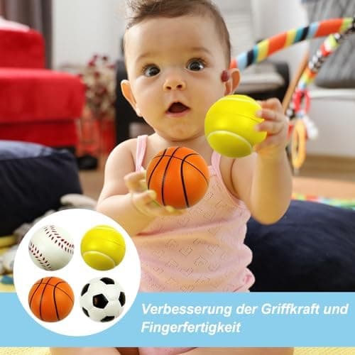 Scettar 12 Mini-Sportbälle, Stressabbau für Kinder und Erwachsene - Basketball, Baseball, Tennis