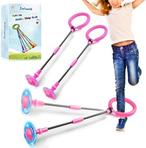 Jalunth Springring Fußkreisel Draußen Blinkt Kinder Erwachsene Geschenk