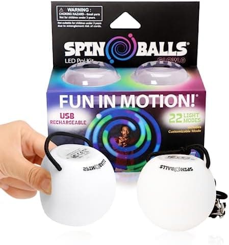 Glow.0 LED Poi - USB-aufladbar, vielfältige Farben & Lichteffekte, ideal für Anfänger & Fortgeschrittene, 22 Farb- und L