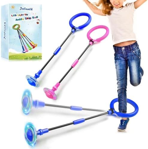 Jalunth Springring Fußkreisel Draußen Blinkt Kinder Erwachsene Geschenk