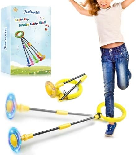Jalunth Springring Fußkreisel Draußen Blinkt Kinder Erwachsene Geschenk