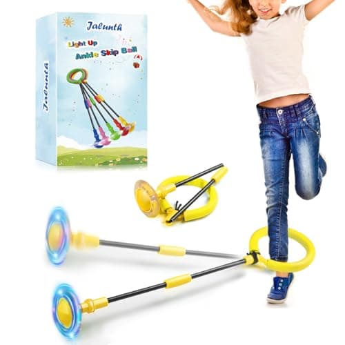 Jalunth Springring Fußkreisel Draußen Blinkt Kinder Erwachsene Geschenk