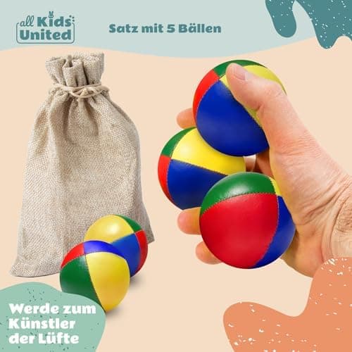 Kids United® Jonglierbälle im 5er Set; Weiche Juggling Balls für Anfänger & Fortgeschrittene; Professionelles Jonglierba