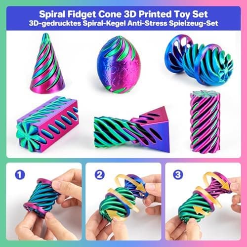 Dikale 6 Packungen Spirale Fidget Kegel, Flexibles Pyramiden-Passthrough für Stressabbau,ideal für Kinder und Erwachsene