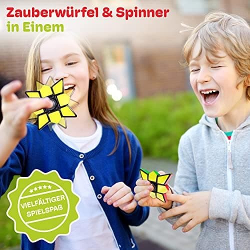 CUBIDI® Star - 3x3x1 Drehwürfel & Handkreisel - Stressabbau & Konzentrationstraining für Büro & Freizeit - 45mm Drehwürf