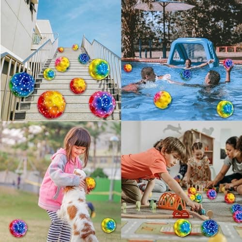 Tzeking 6 Stück LED Moon Ball - Hohe Springende Bälle, Super Stretch, Leicht zu Greifen - Geschenke für Jungen und Mädch