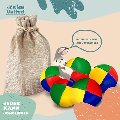 Kids United® Jonglierbälle im 5er Set; Weiche Juggling Balls für Anfänger & Fortgeschrittene; Professionelles Jonglierba