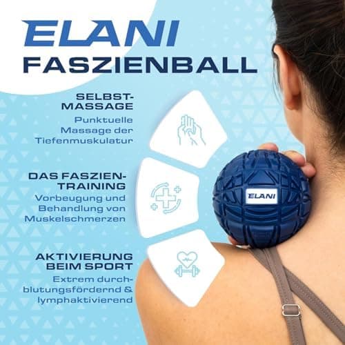 ELANI 3D-Textur Massage Ball - rutschfest & schwer ideal für Tiefenmassagen & Schmerzlinderung - Selbst-Massage für Rück