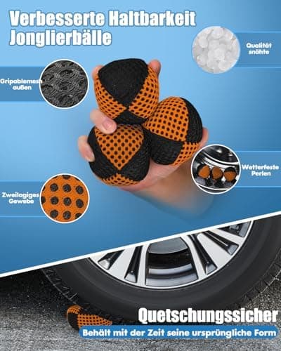 Oazoxcx Jonglierbälle für Anfänger und Profis - 3er Set 62mm, 2 Schichten Netz und Tragetasche, perfekt für Kinder