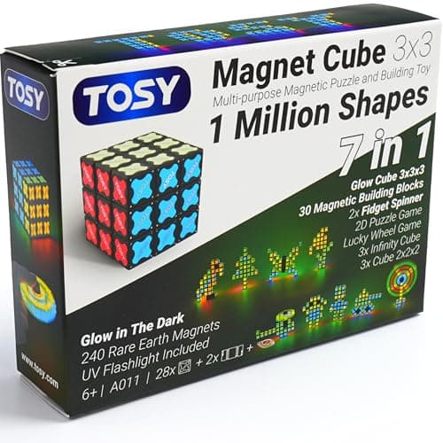 TOSY Magnet Cube 3x3 - multifunktional für Kinder: kreative Bausteine, verwandelbarer Fidget-Spinner, STEM-Spielzeug mit
