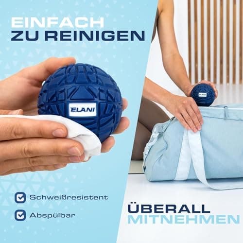 ELANI 3D-Textur Massage Ball - rutschfest & schwer ideal für Tiefenmassagen & Schmerzlinderung - Selbst-Massage für Rück