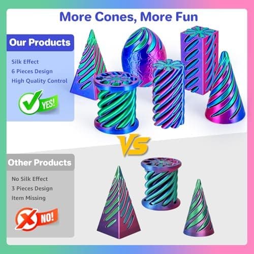 Dikale 6 Packungen Spirale Fidget Kegel, Flexibles Pyramiden-Passthrough für Stressabbau,ideal für Kinder und Erwachsene