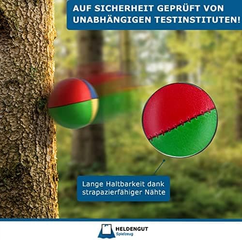 Jonglierbälle 5er Set – Profi-Beanspheres für Kinder & Anfänger – Geschicklichkeitsspeile, Soft Ball mit Buch