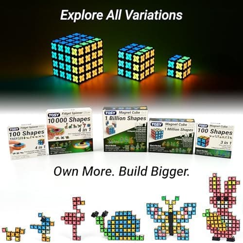 TOSY Magnet Cube 3x3 - multifunktional für Kinder: kreative Bausteine, verwandelbarer Fidget-Spinner, STEM-Spielzeug mit
