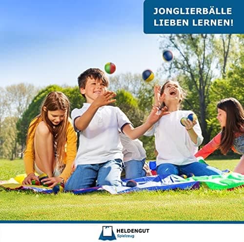 Jonglierbälle 5er Set – Profi-Beanspheres für Kinder & Anfänger – Geschicklichkeitsspeile, Soft Ball mit Buch