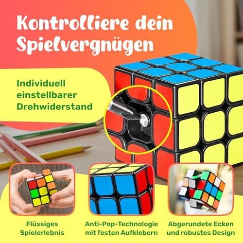 CUBIDI® Original Zauberwürfel 3x3 Klassisch - Speed Cube mit optimierten Dreheigenschaften für Anfänger und Fortgeschrit