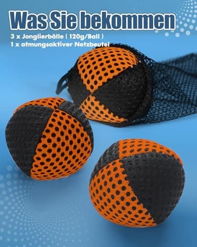 Oazoxcx Jonglierbälle für Anfänger und Profis - 3er Set 62mm, 2 Schichten Netz und Tragetasche, perfekt für Kinder