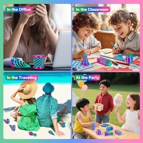 Dikale 6 Packungen Spirale Fidget Kegel, Flexibles Pyramiden-Passthrough für Stressabbau,ideal für Kinder und Erwachsene