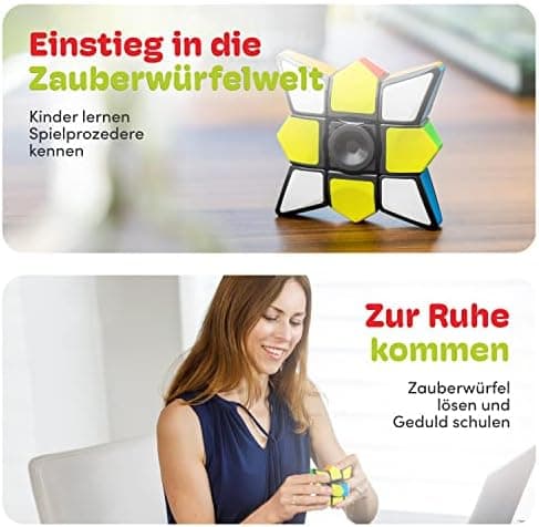 CUBIDI® Star - 3x3x1 Drehwürfel & Handkreisel - Stressabbau & Konzentrationstraining für Büro & Freizeit - 45mm Drehwürf