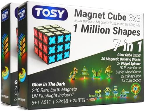 TOSY Magnet Cube 3x3 - multifunktional für Kinder: kreative Bausteine, verwandelbarer Fidget-Spinner, STEM-Spielzeug mit