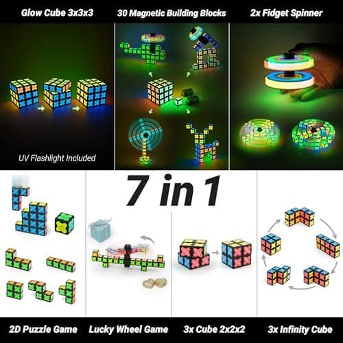 TOSY Magnet Cube 3x3 - multifunktional für Kinder: kreative Bausteine, verwandelbarer Fidget-Spinner, STEM-Spielzeug mit