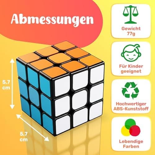CUBIDI® Original Zauberwürfel 3x3 Klassisch - Speed Cube mit optimierten Dreheigenschaften für Anfänger und Fortgeschrit