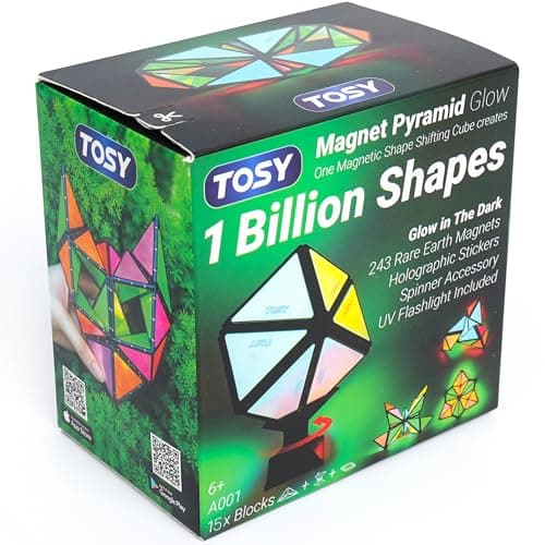 TOSY Magnetische Pyramidensteine - 1 Würfel verwandelt sich in 1 Milliarde Formen, 12 Teile, 243 Magnete, perfect für Ki