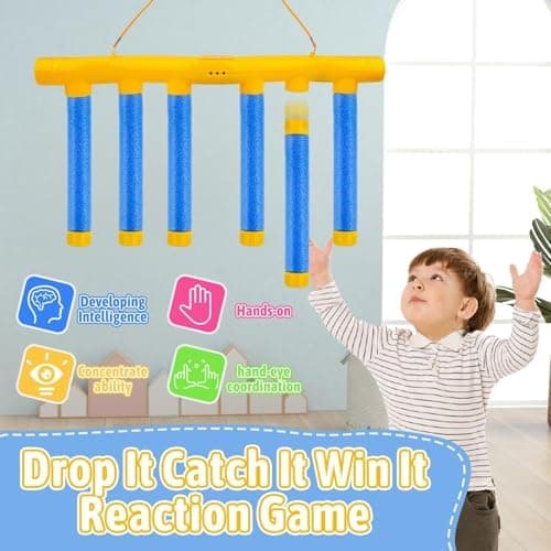 Fallende Stöcke Spiel für Kinder und Erwachsene - Reaktionstraining mit 3 Einstellbaren Geschwindigkeiten
| Drop Stick
