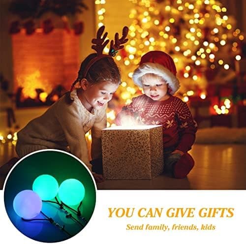 LED Poi Bälle: 2 Stück LED Glow POI Kugeln für Anfänger und Profis mit Regenbogen Farben und Strobe-Effekt