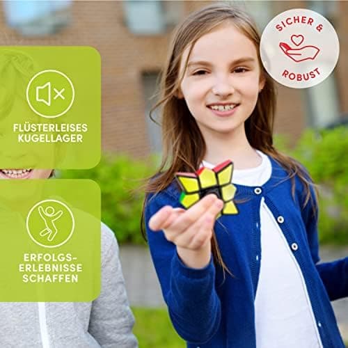 CUBIDI® Star - 3x3x1 Drehwürfel & Handkreisel - Stressabbau & Konzentrationstraining für Büro & Freizeit - 45mm Drehwürf