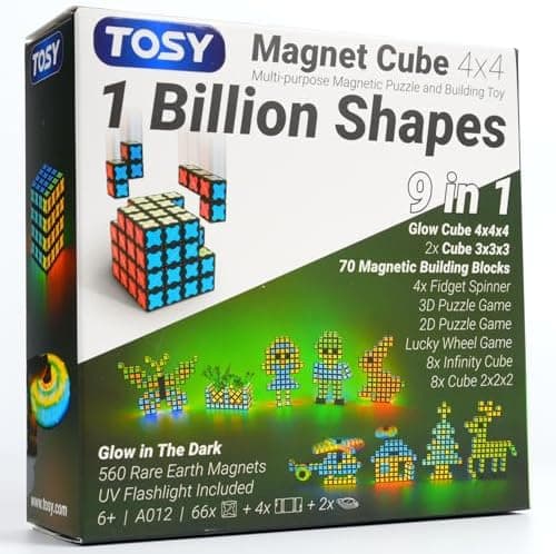 TOSY Magnet Cube 3x3 - multifunktional für Kinder: kreative Bausteine, verwandelbarer Fidget-Spinner, STEM-Spielzeug mit