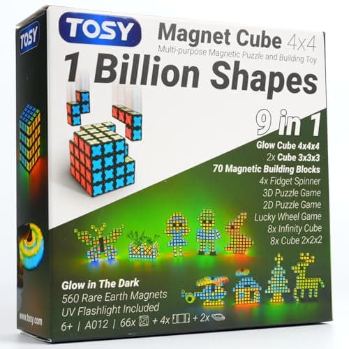 TOSY Magnet Cube 3x3 - multifunktional für Kinder: kreative Bausteine, verwandelbarer Fidget-Spinner, STEM-Spielzeug mit
