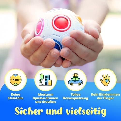 CUBIDI® Original Regenbogenball - Fidget Toy für Kinder und Erwachsene - Geschicklichkeits Spielzeug, Anti Stress, 5cm D