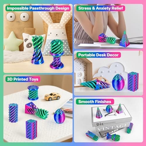 Dikale 6 Packungen Spirale Fidget Kegel, Flexibles Pyramiden-Passthrough für Stressabbau,ideal für Kinder und Erwachsene