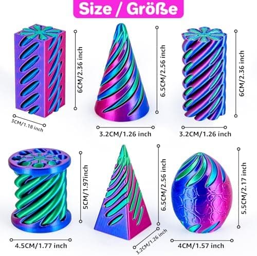 Dikale 6 Packungen Spirale Fidget Kegel, Flexibles Pyramiden-Passthrough für Stressabbau,ideal für Kinder und Erwachsene