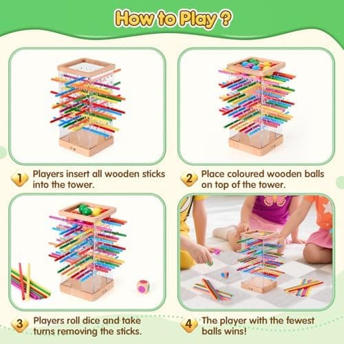 Montessori Spiel Brettspiel aus Holz für Kinder ab 3 Jahre - Feinmotorik & Mathe lernen - Familienspiel-Reisespiel 48 Bu