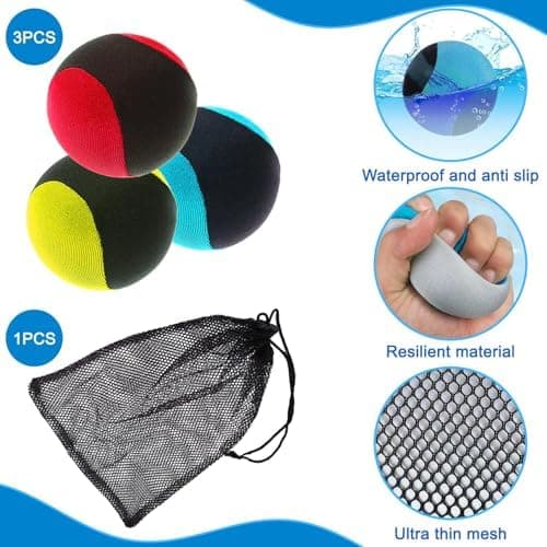 3 Stück Wasserhüpfbälle + Schwimmbadbälle für Kinder im Pool und am Strand + Farbenprächtig und sicherer Spielstoff + Me