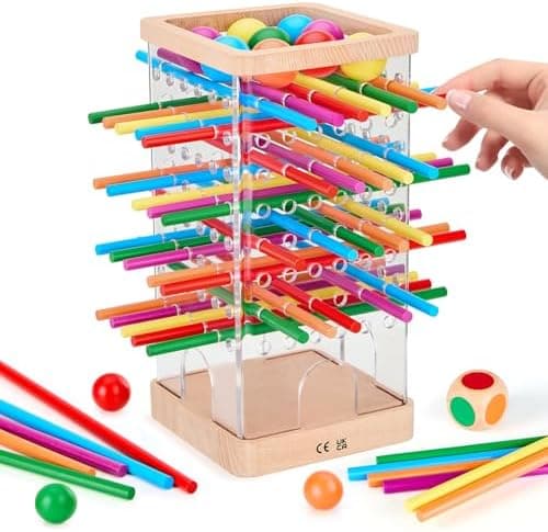 Montessori Spiel Brettspiel aus Holz für Kinder ab 3 Jahre - Feinmotorik & Mathe lernen - Familienspiel-Reisespiel 48 Bu