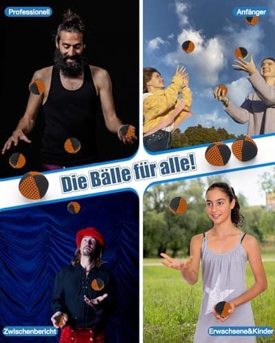 Oazoxcx Jonglierbälle für Anfänger und Profis - 3er Set 62mm, 2 Schichten Netz und Tragetasche, perfekt für Kinder