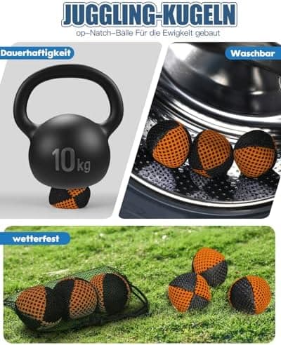Oazoxcx Jonglierbälle für Anfänger und Profis - 3er Set 62mm, 2 Schichten Netz und Tragetasche, perfekt für Kinder