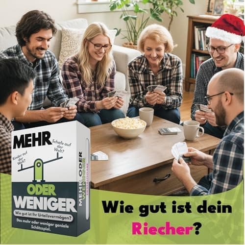 More or Less | Mehr Oder Weniger Kartenspiel - Ideal für Erwachsene, Familien & Kinder - 2+ Spieler - Familienspiel & Re