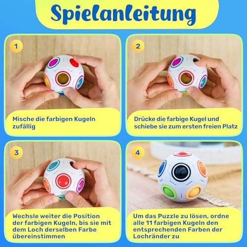 CUBIDI® Original Regenbogenball - Fidget Toy für Kinder und Erwachsene - Geschicklichkeits Spielzeug, Anti Stress, 5cm D