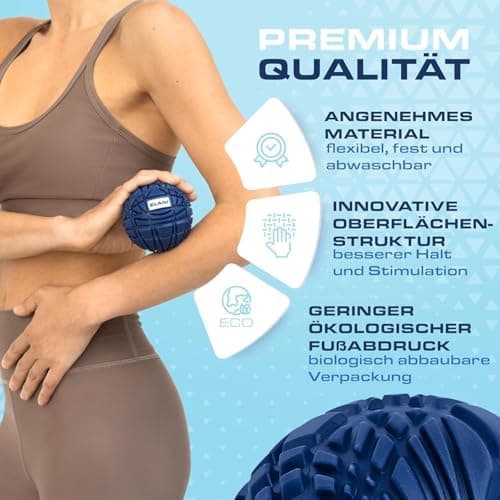 ELANI 3D-Textur Massage Ball - rutschfest & schwer ideal für Tiefenmassagen & Schmerzlinderung - Selbst-Massage für Rück