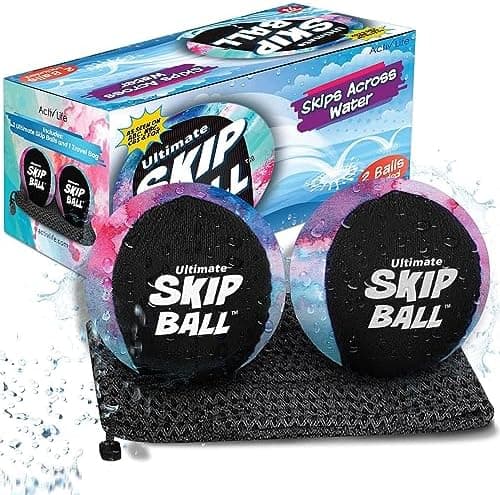 Activ Life Skip Ball - Wasserskipfunfeger für Kinder - 2er-Pack Schwarze und gefärbte Bälle