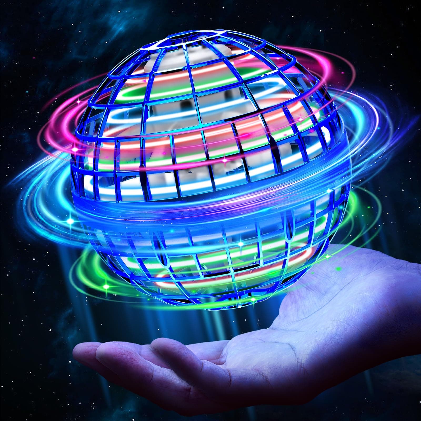 Airabc Magic Flying Orb Ball - Handsteuerbarer Schwebender Ball mit LED-Licht und Flyendes Spinner-Gerät für Kinder - In
