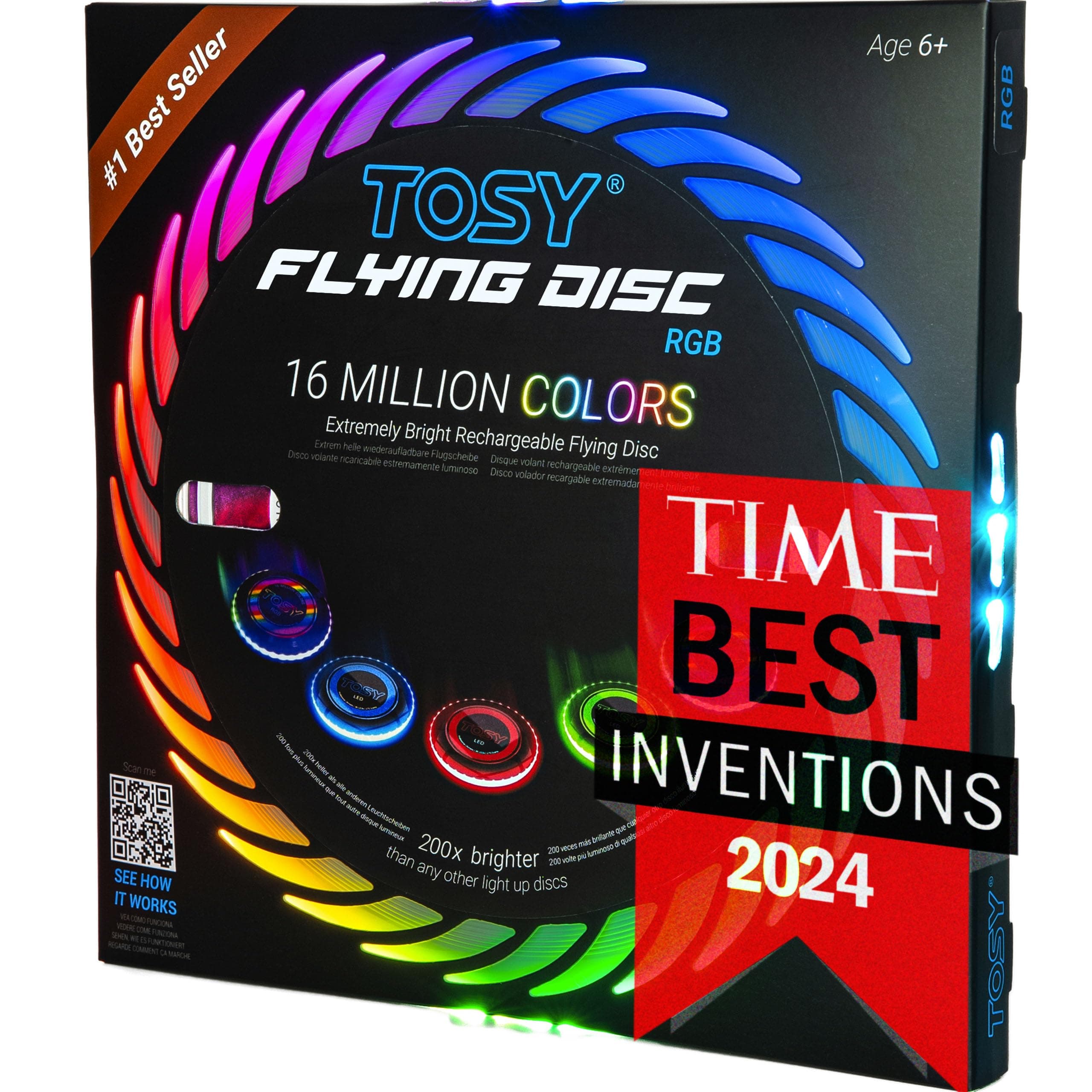 TOSY Flying Disc - 108 RGB-LEDs oder 36 einfarbig, Smart-Modi, wasserdicht für Kinder & Erwachsene, Outdoor-Spielzeug